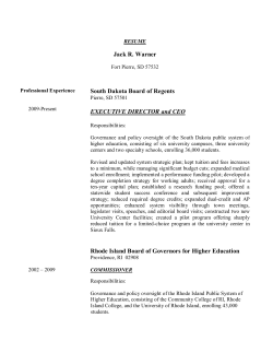 Jack R. Warner South Dakota Board of Regents EXECUTIVE