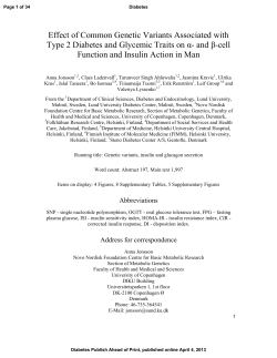 Effect of Common Genetic Variants Associated with Type 2 Diabetes