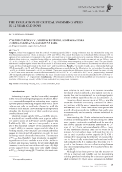 THE EVALUATION OF CRITICAL SWIMMING SPEED IN 12