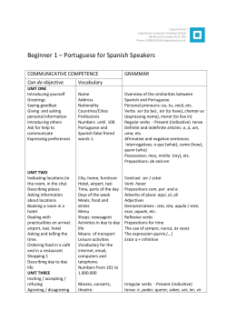 Beginner 1 &ndash; Portuguese for Spanish Speakers
