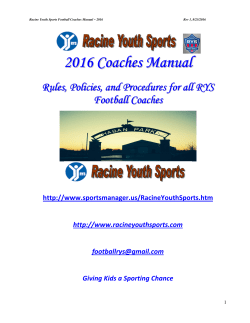 2016 Coaches Manual - Racine Youth Sports