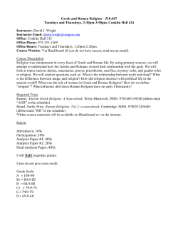Greek and Roman Religion &ndash; 510:407 Tuesdays and Thursdays, 2
