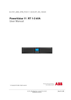 PowerValue 11 RT 1-3 kVA User Manual