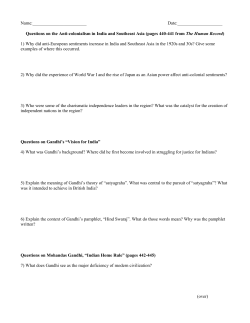 DBQ on Anticolonialism in India and Gandhi reading