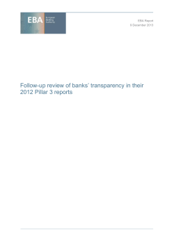 Follow-up review of banks` transparency in their 2012 Pillar 3 reports
