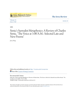 Simic`s Surrealist Metaphysics: A Review of Charles Simic, "The