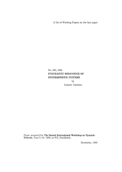 A list of Working Papers on the last pages STOCHASTIC