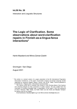 The Logic of Clarification. Some observations about word