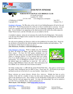 June 2013 - North Penn Duplicate Bridge
