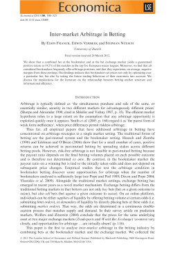 Inter-market arbitrage in betting. Economica, 80, 300-325