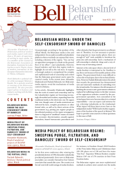 CONTENTS BELARUSIAN MEDIA: UNDER THE SELF