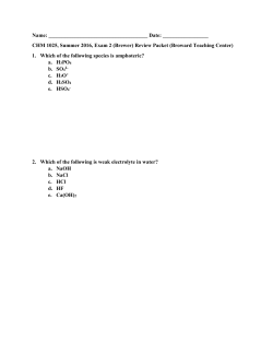 Name: Date: CHM 1025, Summer 2016, Exam 2
