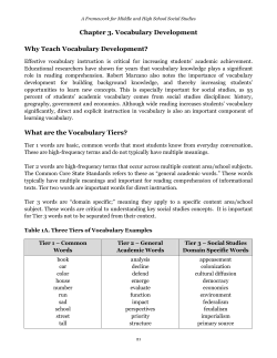Chapter 3. Vocabulary Development Why Teach Vocabulary