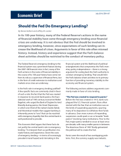 Should the Fed Do Emergency Lending?