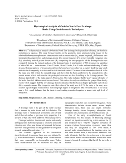 Hydrological Analysis of Onitsha North East Drainage Basin Using