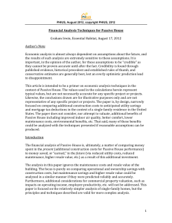Financial Analysis for Passive House