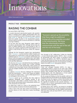 March 26, 2015 CohBar Founder Dr. Pinchas Cohen in BioCentury