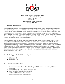 1 Rural Health Network of Oswego County Advisory Committee