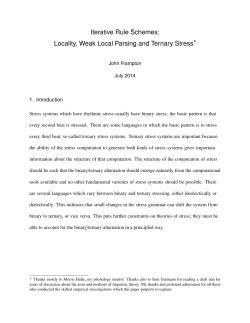 Locality, Weak Local Parsing and Ternary Stress