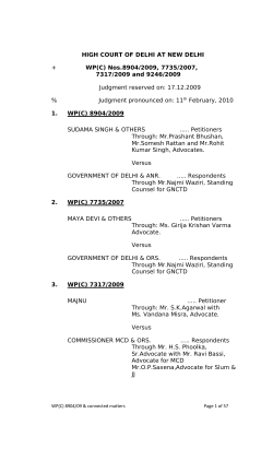 HIGH COURT OF DELHI AT NEW DELHI + WP(C) Nos.8904/2009