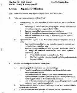 Japanese Militarism - Garden City Public Schools