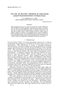 THE USE OF RELATED VARIABLES IN EXPLAINING GENOTYPE