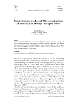 Sexual Difference, Gender, and (Microscopic) Animals: A