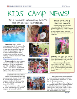 Kids Camp Newsletter July 13, 2013