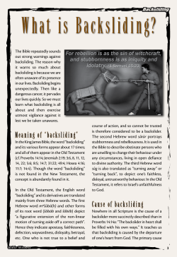 Meaning of &ldquo;backsliding&rdquo; Cause of backsliding