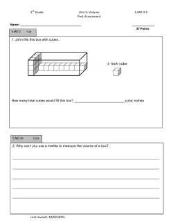 5th Grade Unit 3: Volume 5.MD.3-5 Post Assessment Last revised