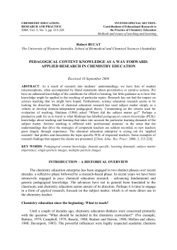 pedagogical content knowledge as a way forward: applied research