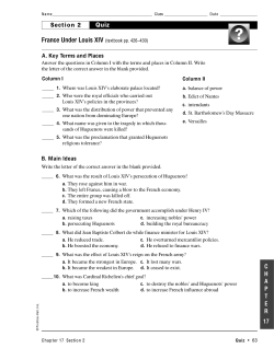France Under Louis XIV: Quiz
