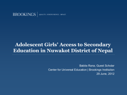 Adolescent Girls` Access to Secondary