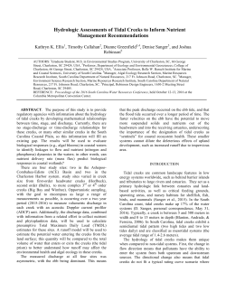 Hydrologic Assessments of Tidal Creeks to Inform