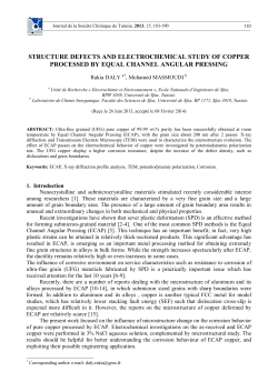 structure defects and electrochemical study of copper processed by