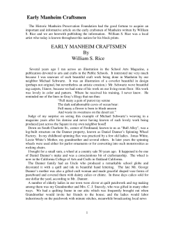 Early Manheim Craftsmen EARLY MANHEIM CRAFTSMEN By