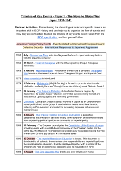 Timeline of Key Events - Paper 1 - The Move to Global War