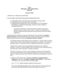 CSUS Philosophy 2: Philosophical Ethics Epperson Lecture 1 Notes