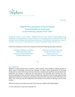 BIOPHYTIS to participate to the JP Morgan Annual Healthcare