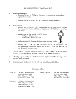 4-H BICYCLE PROJECT CALENDAR &ndash; 2017 A. County