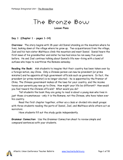 The Bronze Bow - Teacher Bulletin