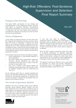 High-Risk Offenders: Post-Sentence Supervision and Detention
