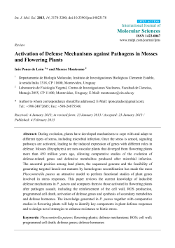 Activation of Defense Mechanisms against Pathogens in Mosses
