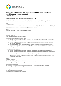 Specified criteria for the job requirement level chart for