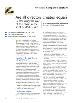 COMPANY SECRETARY &ndash; Are all directors created equal?