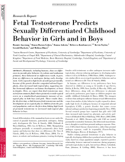 Fetal Testosterone Predicts Sexually Differentiated Childhood