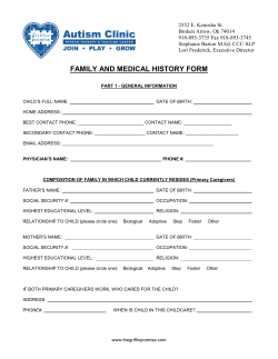 Medical History Information - The Griffin Promise Autism Clinic