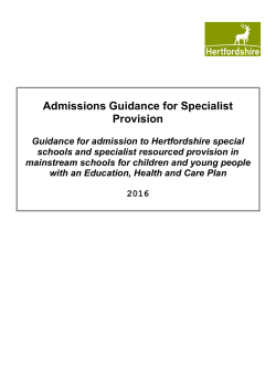 Admissions Guidance to Specialist Provision