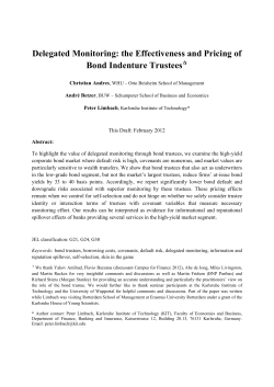 Delegated Monitoring: the Effectiveness and Pricing of Bond