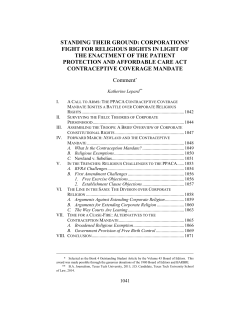 standing their ground: corporations` fight for religious rights in light of